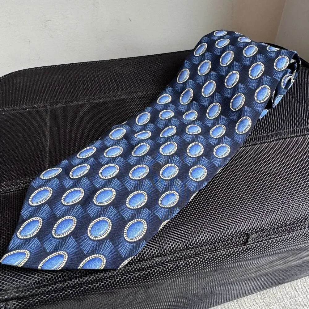 Valentino Cravatte Silk Tie Men's Blue White Stripe 4